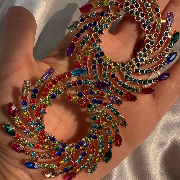 unique Colourful Multicolor Spiral Statement Earrings - Picture 7 of 13